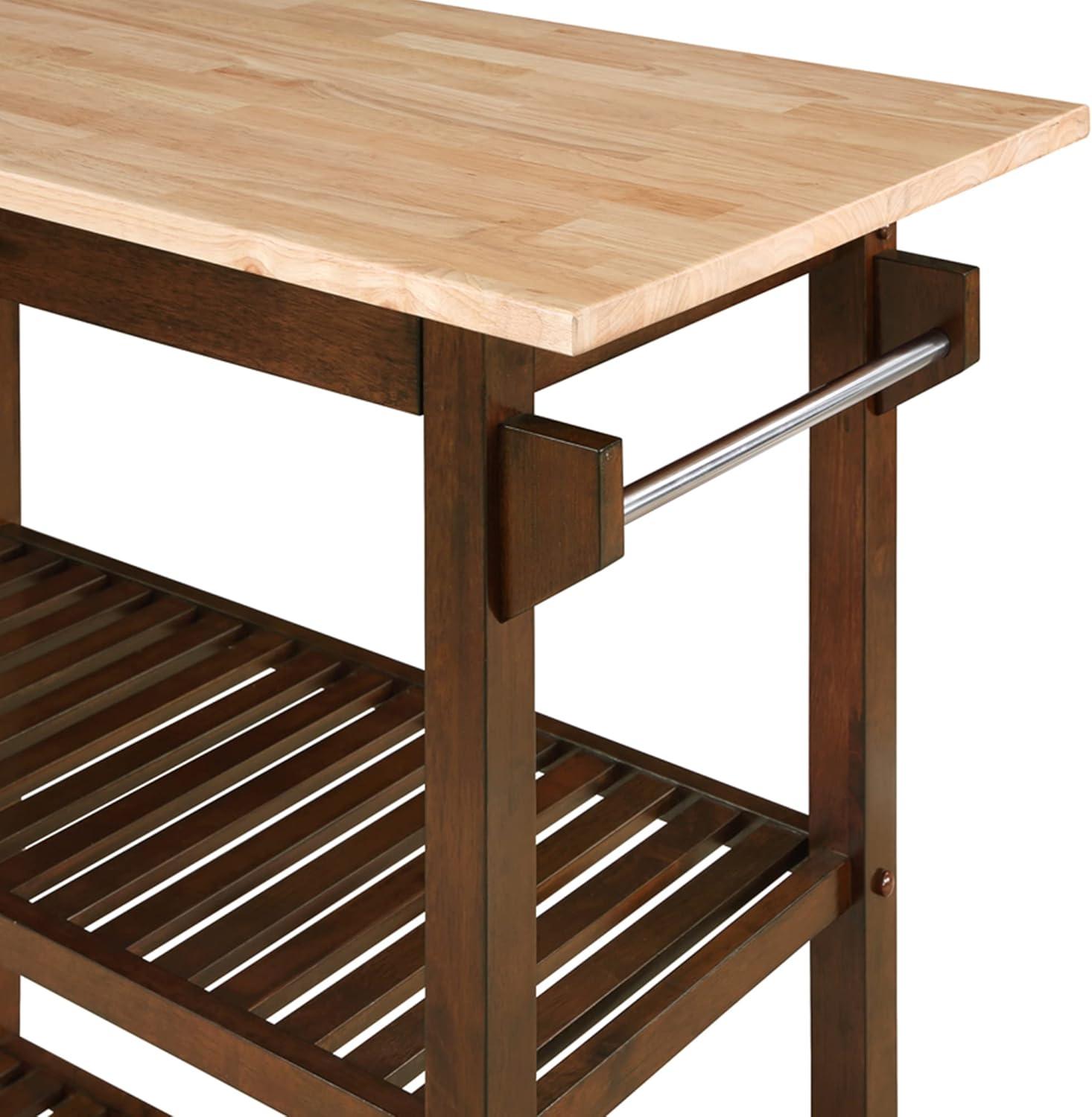 Convenience Concepts Designs2Go 3 Tier Butcher Block Kitchen Prep Island with Drawer, Espresso/Butcher Block