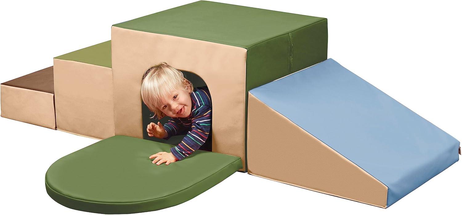 ECR4Kids SoftZone Single Tunnel Maze, Earthtone, 6-Piece