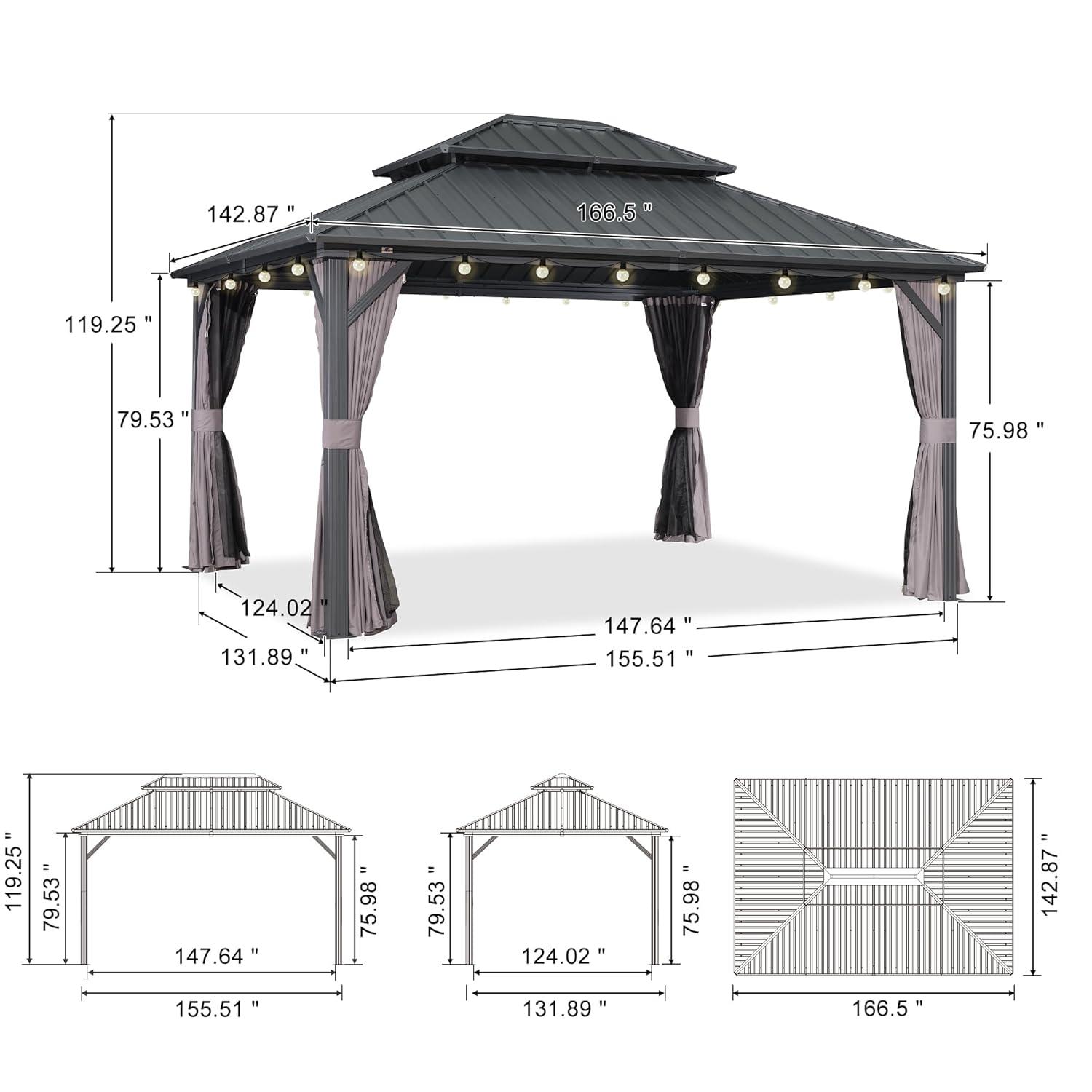 Purple Leaf Metal Patio Gazebo