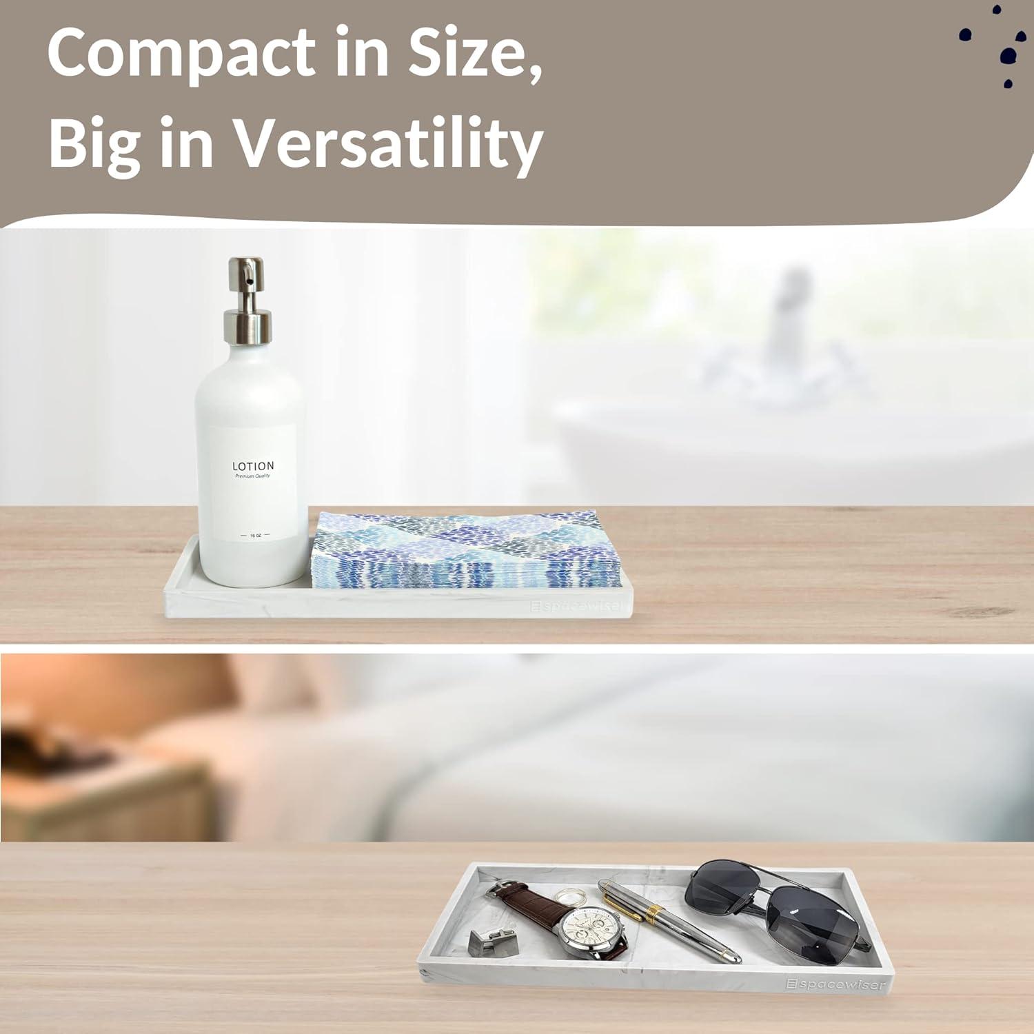 Countertop and Vanity Tray - 11.7" Shatterproof Bathroom Tray, Flexible Silicone Soap Tray for Kitchen, Toilet Tank Tray, Bathroom Trays for Counter, Perfume Candle Key Valet Tray