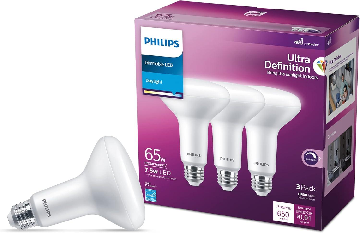 Philips Ultra Definition 65W Dimmable Daylight LED Flood Light Bulbs