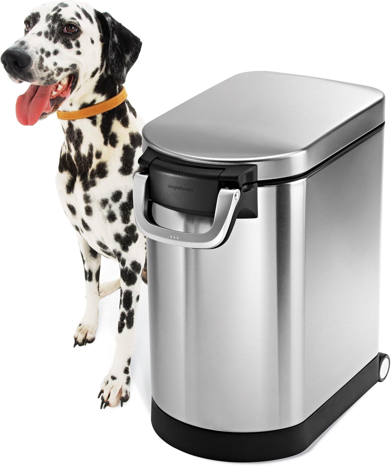 simplehuman Pet Food Storage Container Stainless Steel for Dog Food, Cat Food, and Bird Feed