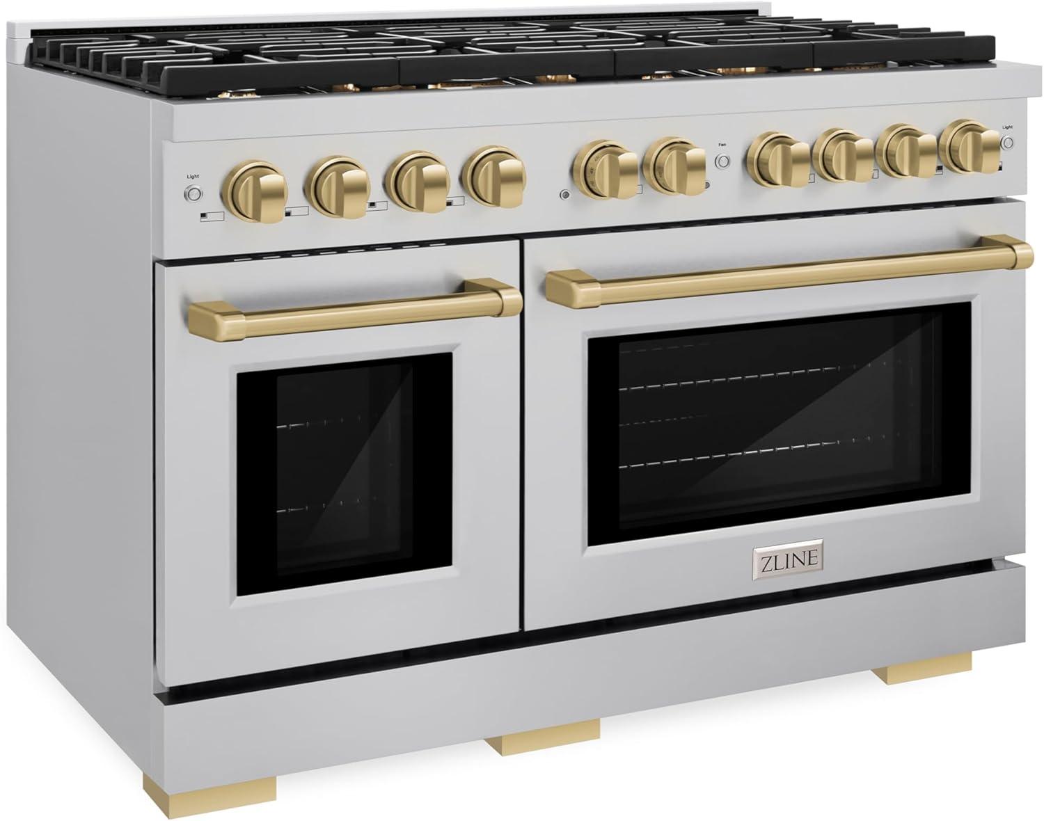 ZLINE Autograph Edition 48" Paramount Gas Range w/ 8 Burners & Champagne Bronze Accents