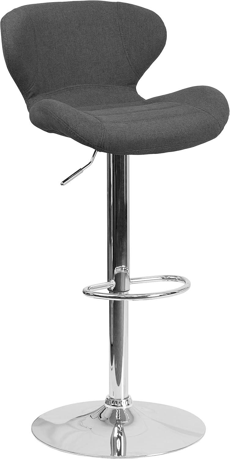Flash Furniture Contemporary Orange Vinyl Adjustable Height Barstool with Curved Back and Chrome Base