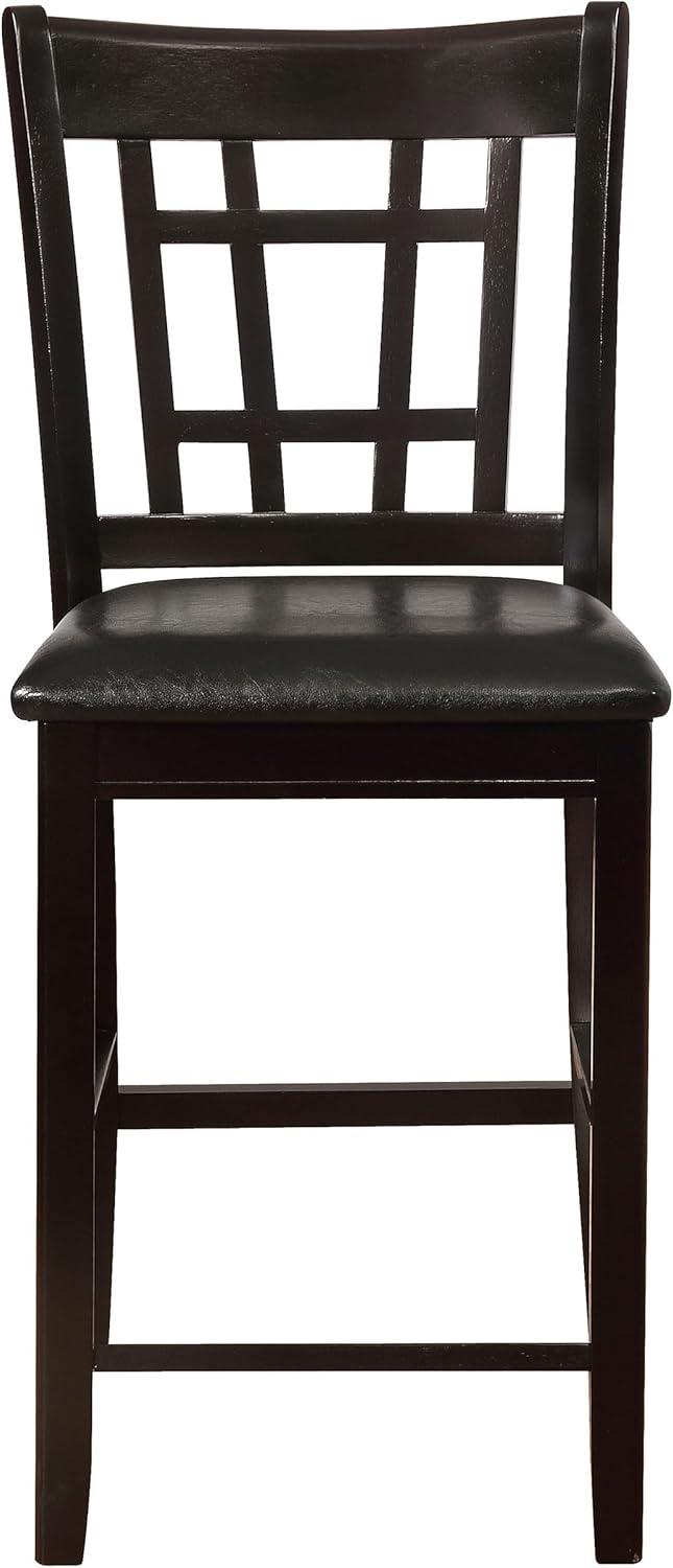 Espresso Oak Veneer Counter Height Dining Set with Black Fabric Chairs