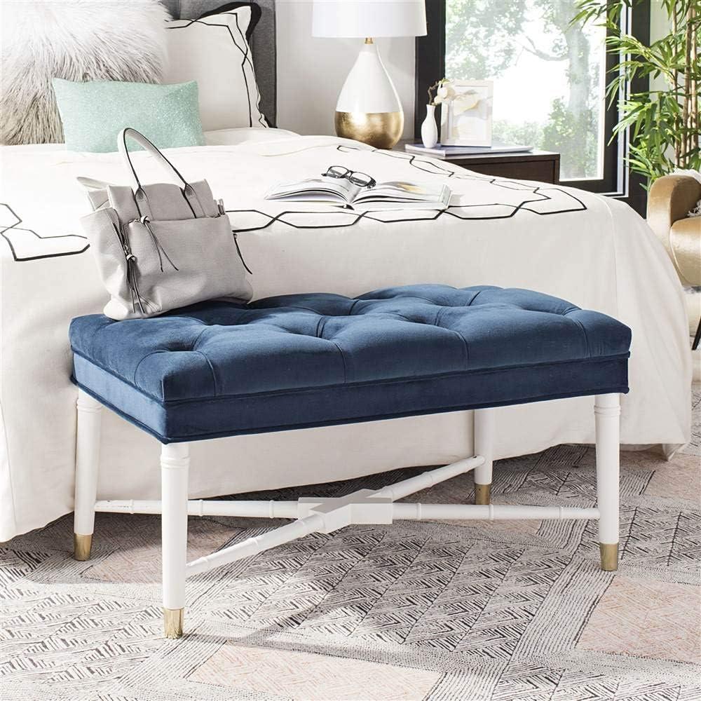 Rory Contemporary Tufted Bench - Navy - Safavieh
