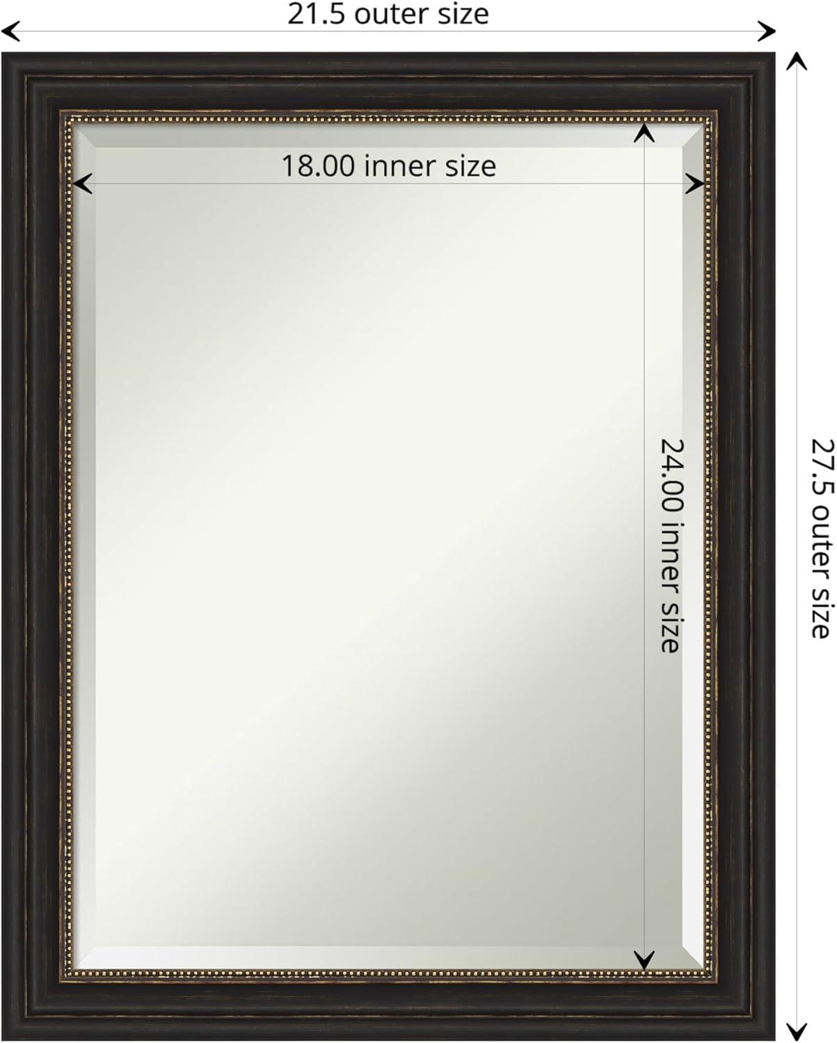 Amanti Art Beveled Bathroom Wall Mirror - Accent Bronze Narrow Frame Outer Size: 22 x 28 in
