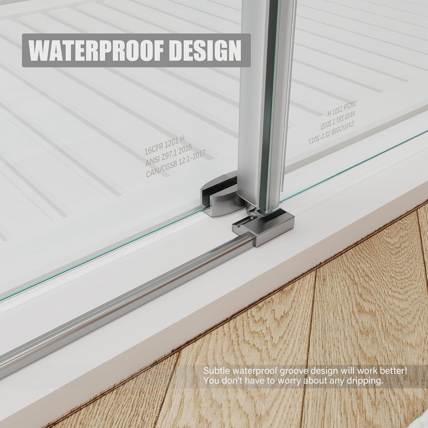 56-60"W X 76"H Double Sliding Shower Door, Aluminium Alloy Frame In Chrome, 5/16" (8Mm) Thick SGCC Tempered Clear Glass.