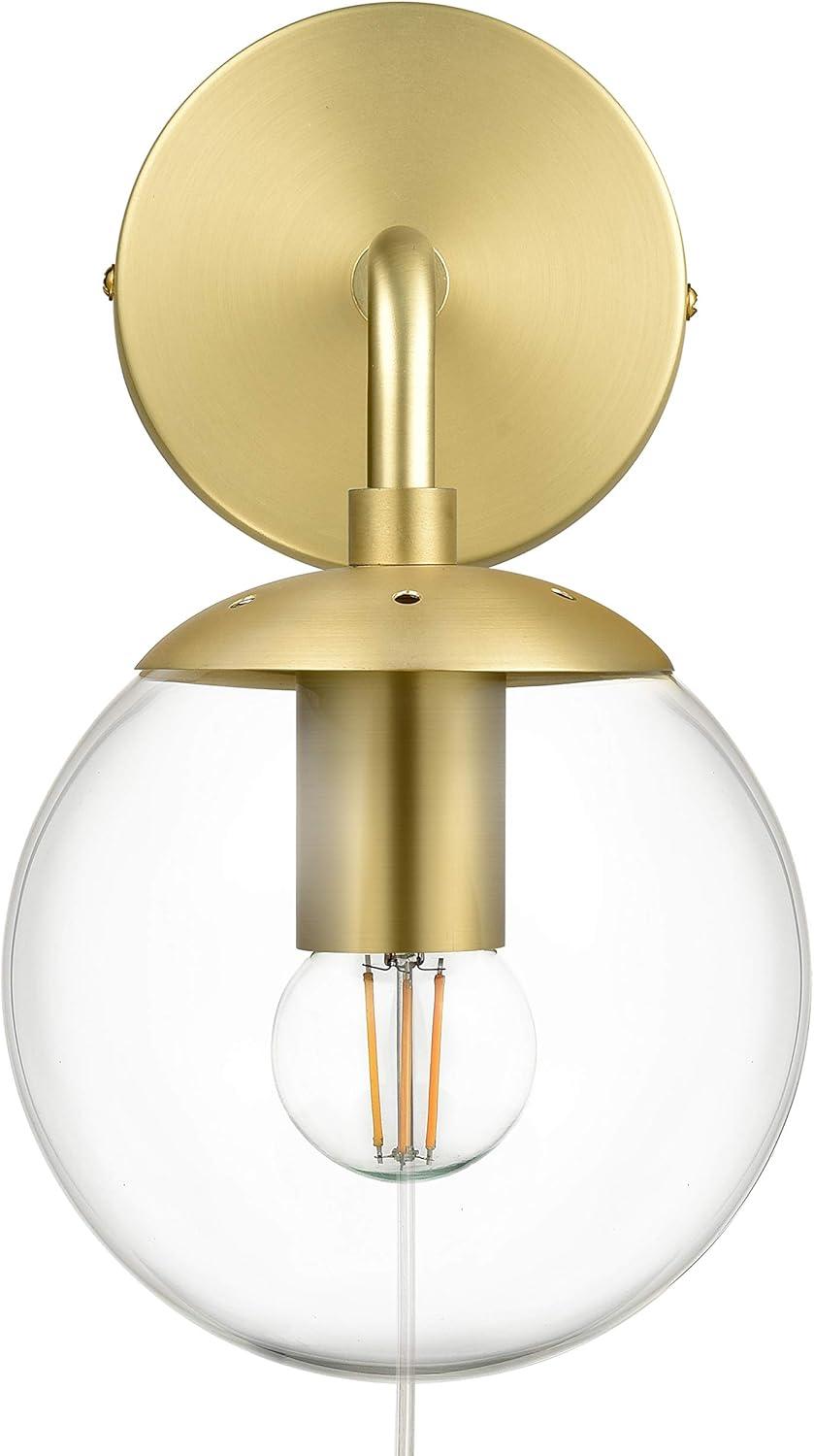 Greta Globe 8'' Brushed Brass Wall Sconce with Clear Glass Shade