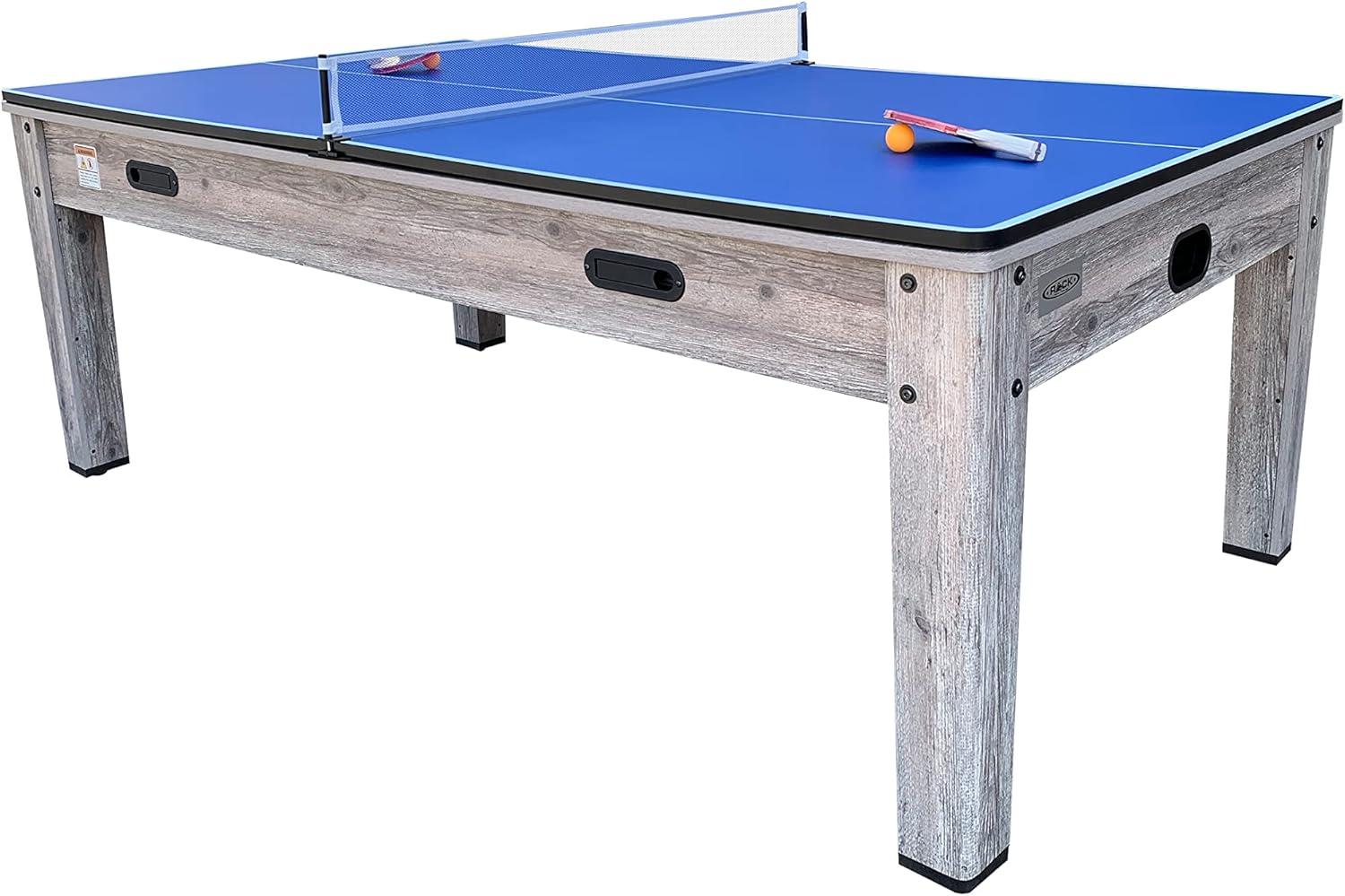RACK Pool Tables Rack Luxor 7.5-Foot 4-In-1 Multi-Game Swivel Billiard/Pool Table (Blue Felt With 2 Bench)