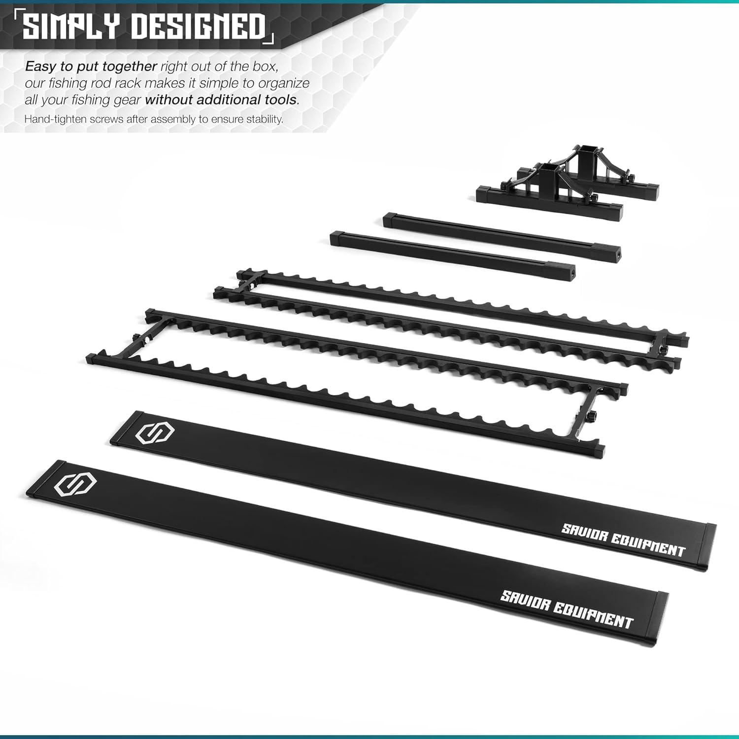 Savior Equipment Fishing Rod Rack Holder Organizer, 24-48 Slots to Hold Fresh Salt Water Spinning Rods & Reel Combo, Lightweight Aluminum Vertical Fish Pole Garage Storage Ground Display Stand