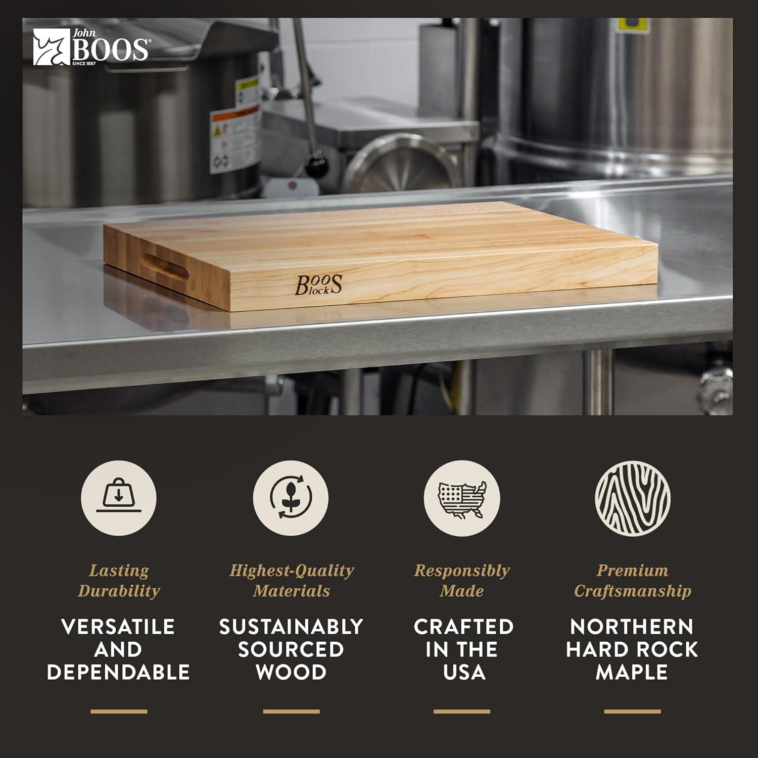 John Boos - R2015 Platinum Commercial Series Maple Wood Edge Grain Reversible Cutting Board, 20 Inches x 15 Inches x 1.75 Inches