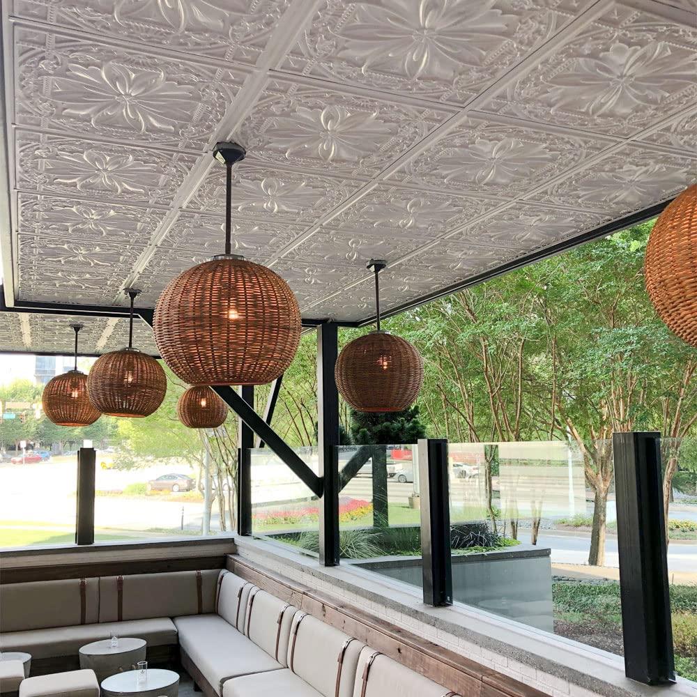 FromPlainToBeautifulInHours Milan 24'' L x 24'' W Textured PVC Drop-In & Glue Up Ceiling Tile Ceiling Tile (Set of 10)