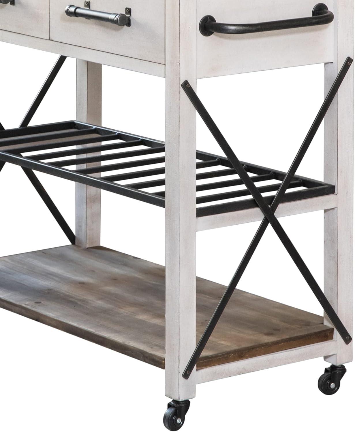 FirsTime & Co. Off-White And Brown Aurora Kitchen Cart, Farmhouse, Wood, 31.5 x 16 x 31.5 in