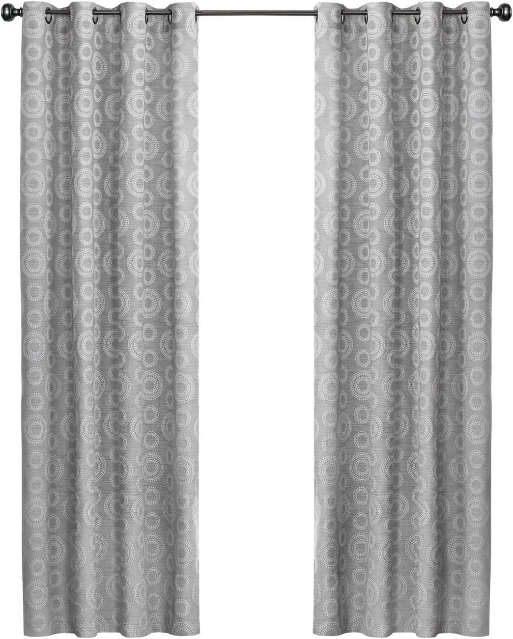 Achim Constellation Jacquard Circles Grommet Light Filtering Curtain Panel, Grey, 52" x 84"