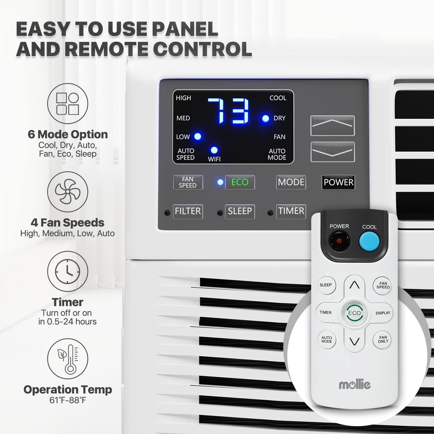 12,000 BTU WIFI Control + Timer Window Air Conditioner 450 sp.ft 6 Mode AC Unit