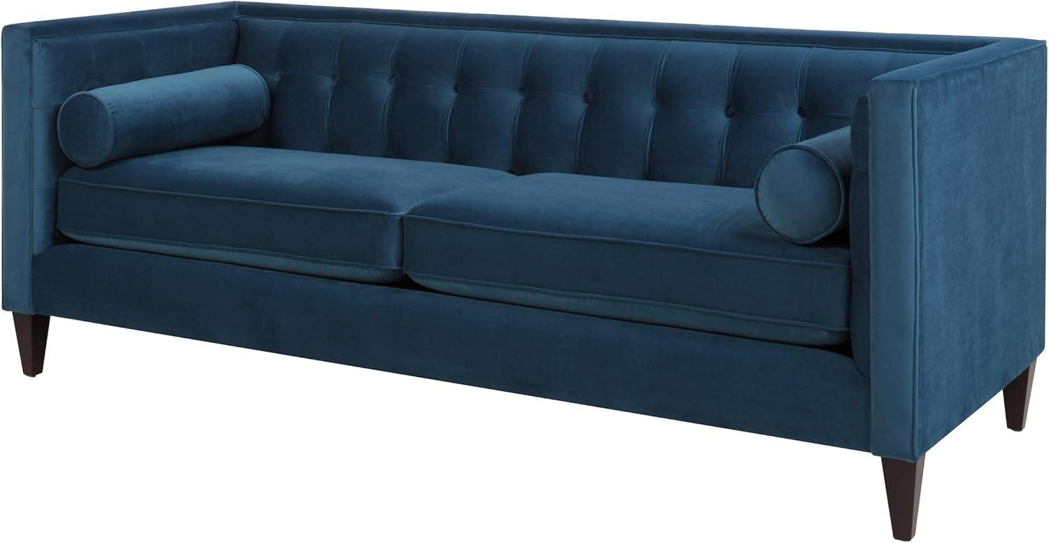 Jack 84" Tufted Tuxedo Sofa Double Cushion Satin Teal