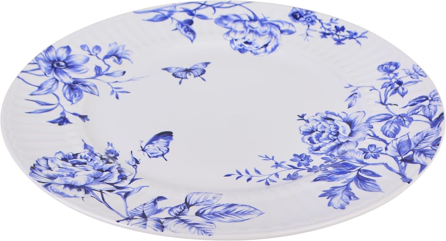 222 Fifth 222 Fifth Cassian Embossed Toile Blue Porcelain Dinnerware Set - Service For 4 (Set of 12)