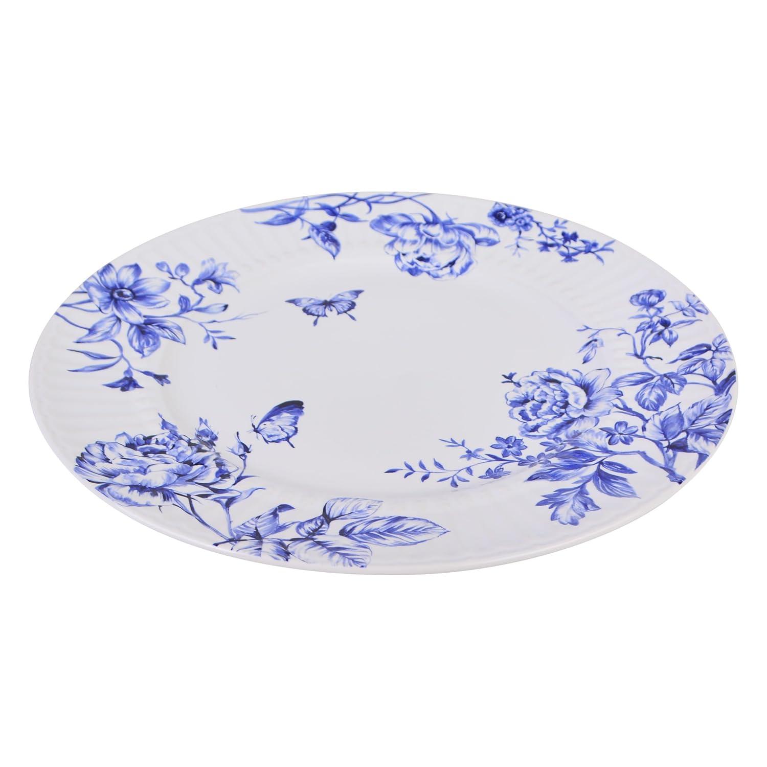 222 Fifth 222 Fifth Cassian Embossed Toile Blue Porcelain Dinnerware Set - Service For 4 (Set of 12)
