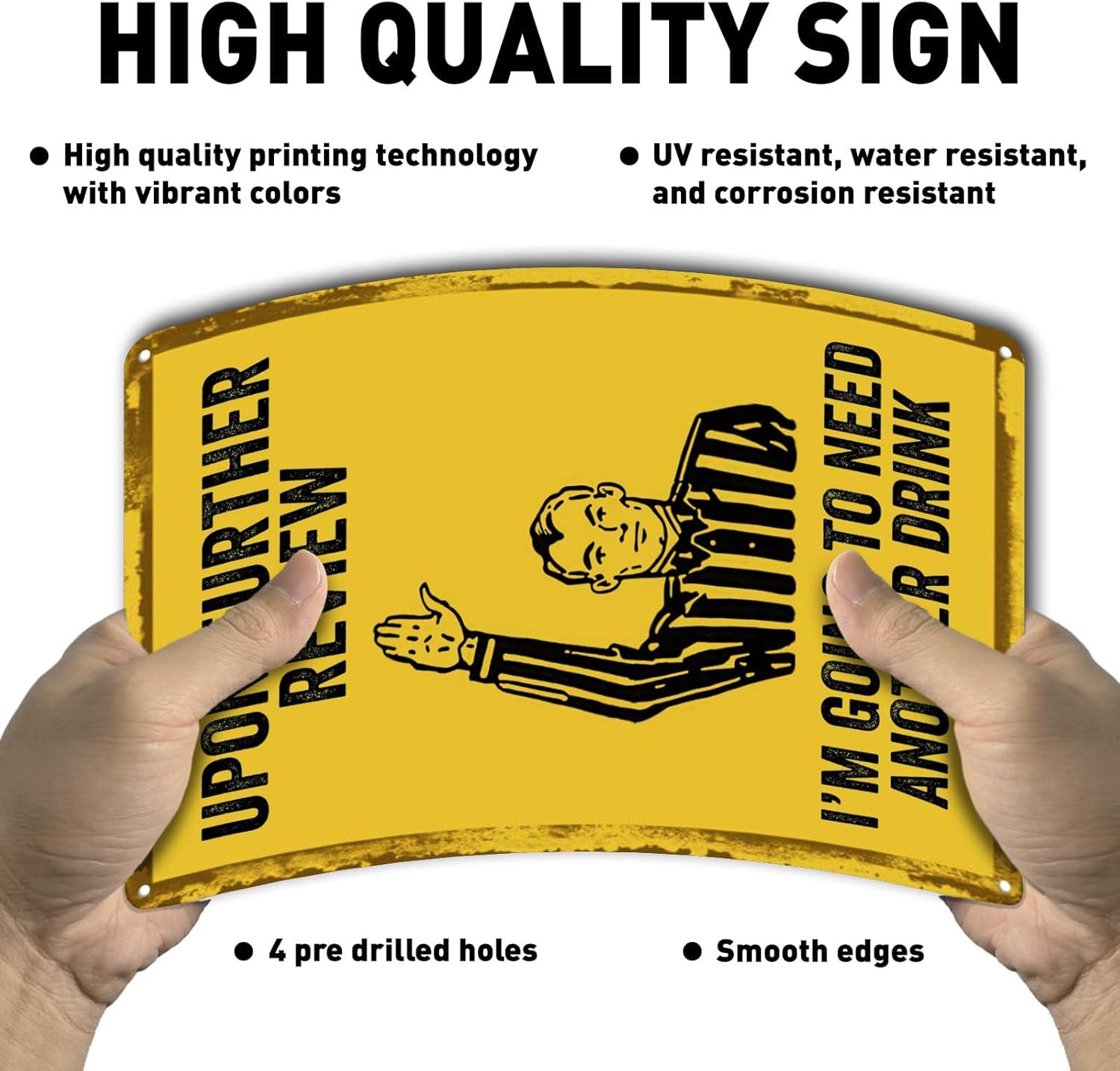 Upon Further Review I'm Going To Need Another Drink - 12" x 8" Funny Tin Football Sign, Man Cave Garage Home Sports Bar Pub Decor