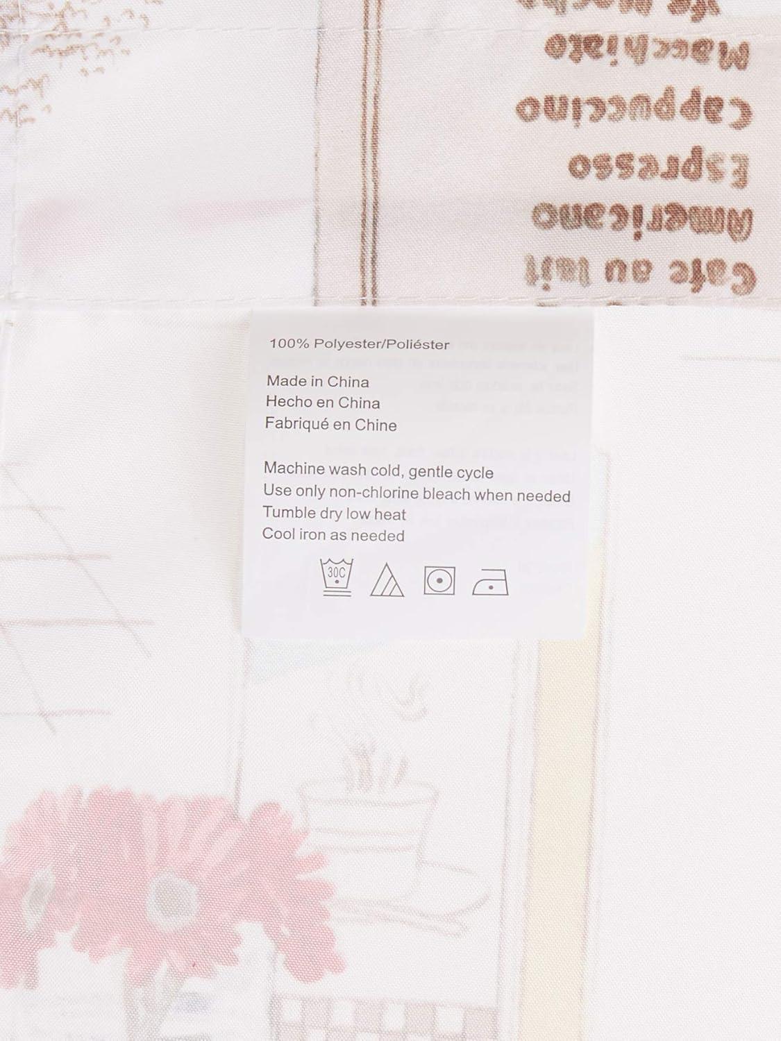 36"x54" Brew Coffee Shop Semi Sheer Rod Pocket Kitchen Curtain Valance and Tiers Set White - No. 918