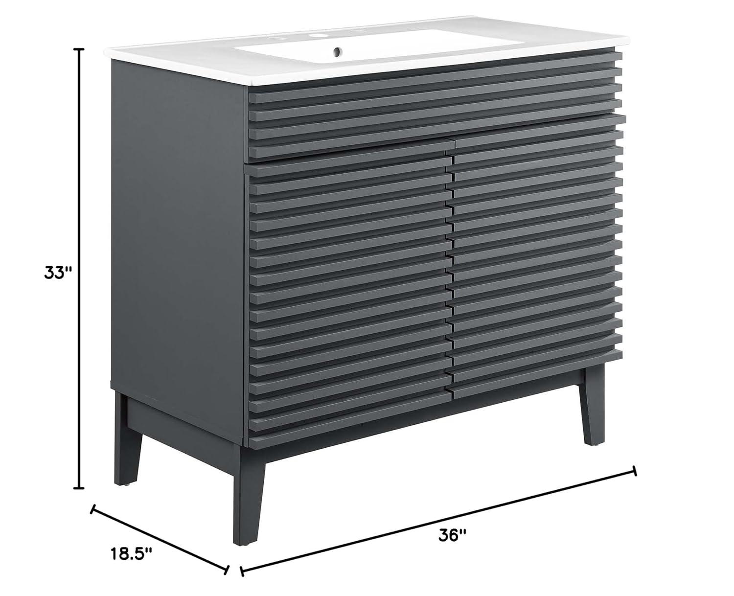 Modway Rinde Tocador de Baño de 36" en Blanco Oak