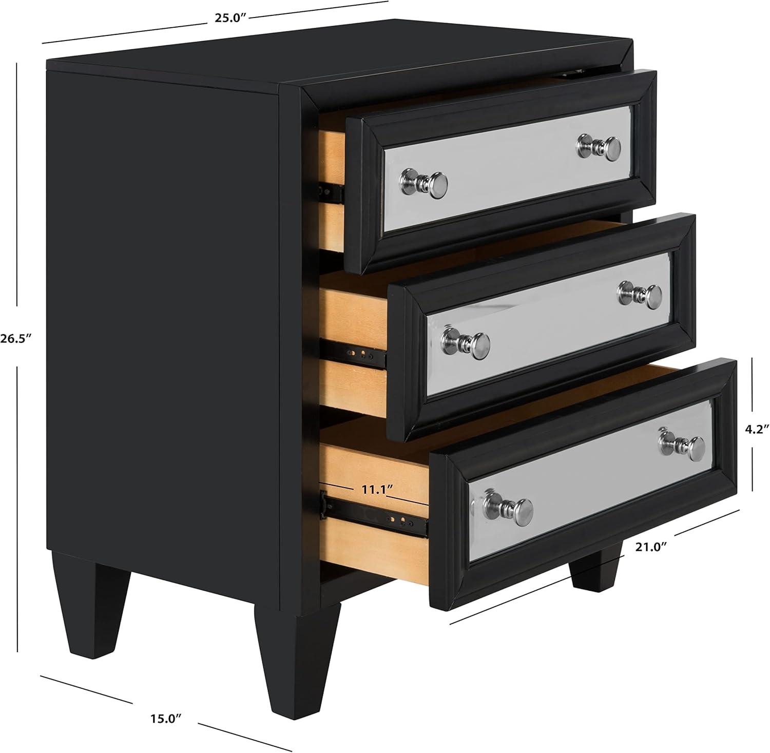 Marlon 3 Drawer Chest - CHS9202 - Black - Safavieh