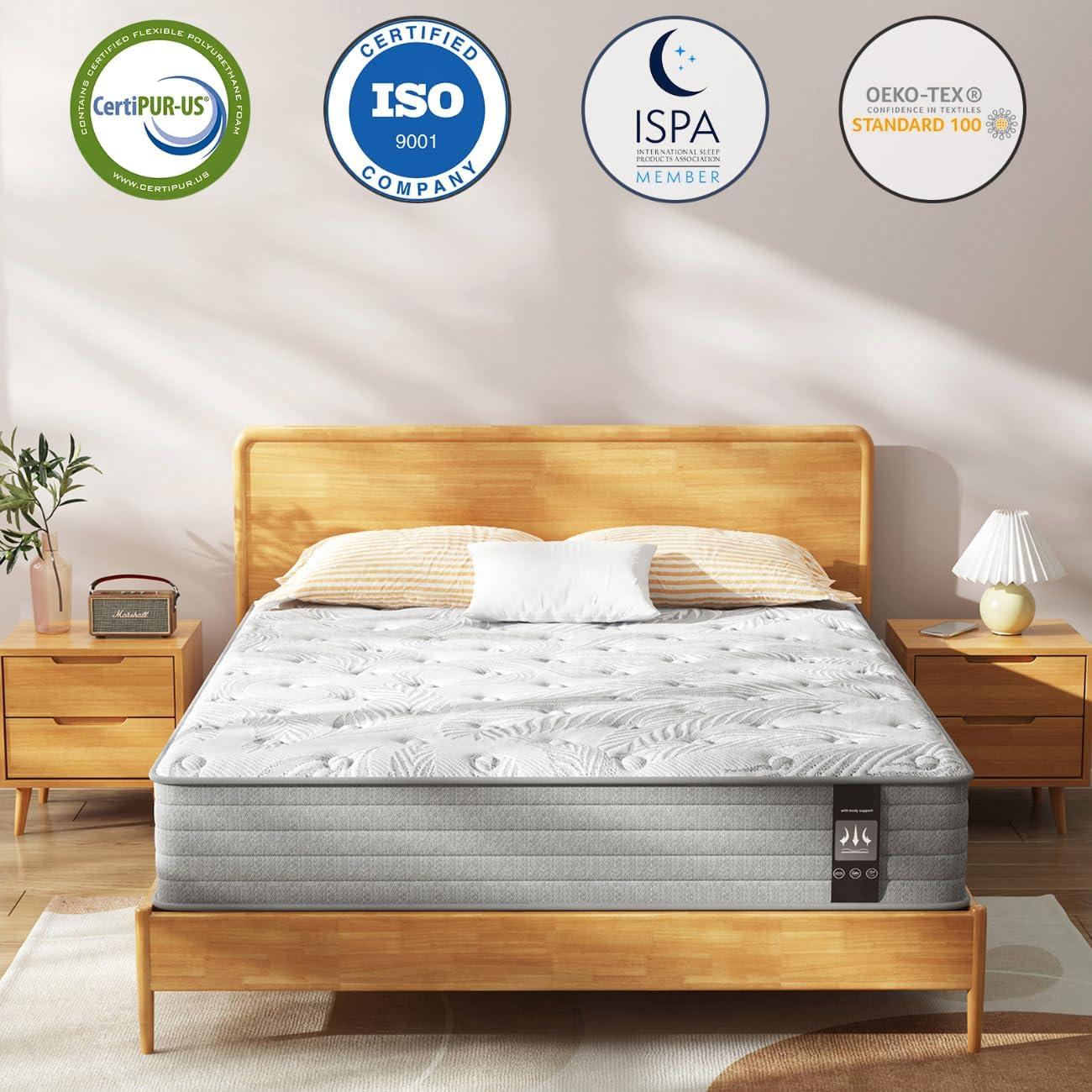 Twin 12-Inch Gray Gel Memory Foam Hybrid Mattress