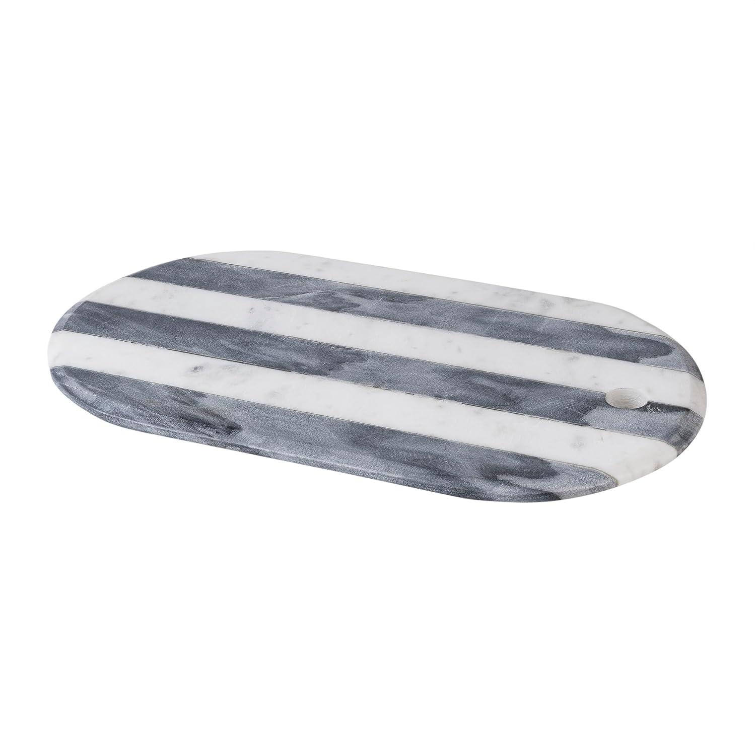 GoCraft White & Grey Marble Cutting Board | Decorative Marble Cheese Tray Charcuterie Platter Serving Chopping Board for Meats Breads Fruits (15.25" L x 9" W)
