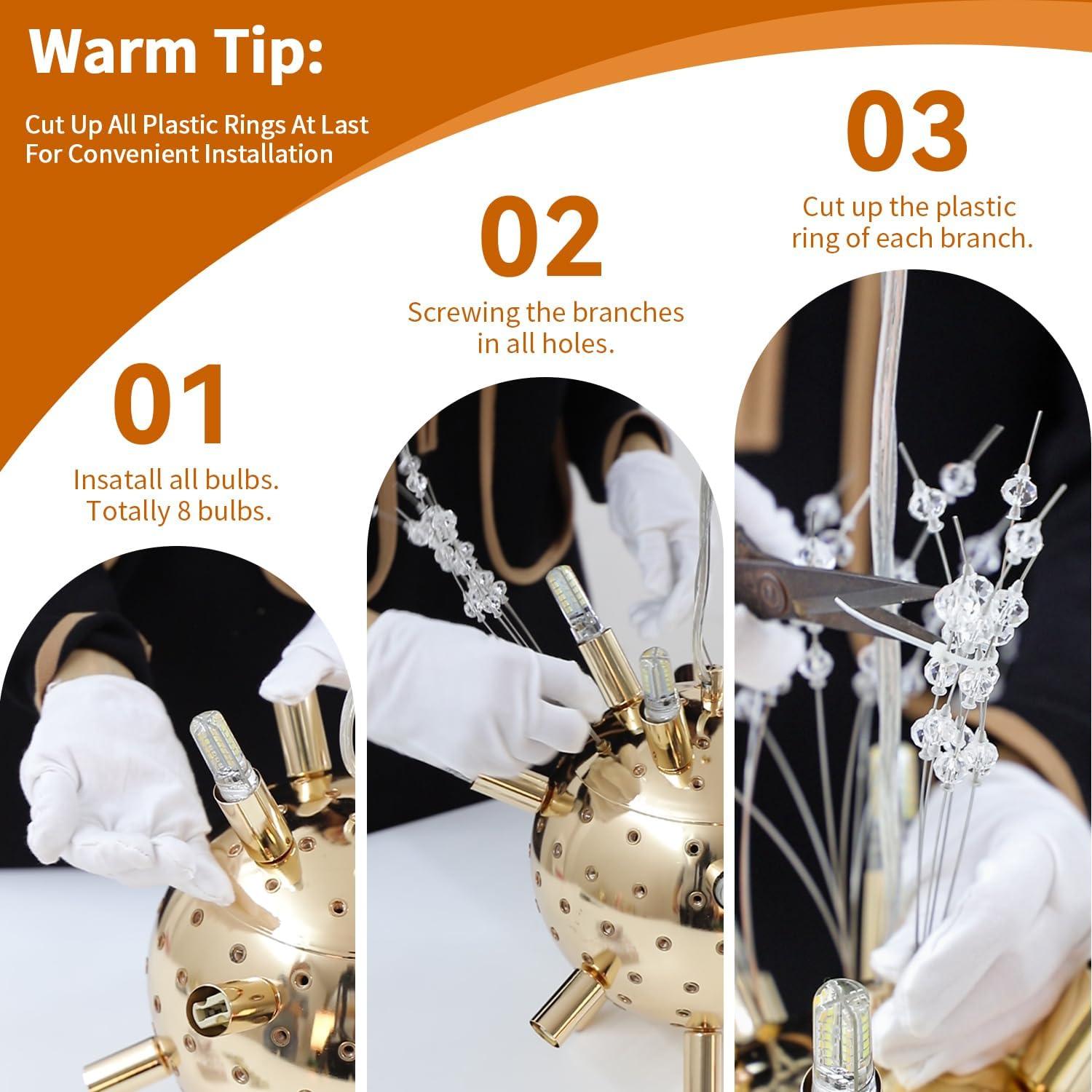 Mercer41 Modern Gold Crystal Chandelier With 12-Light Firework Design, Adjustable Dandelion Pendant Lighting For Dining Room, Living Room, Bedroom, Kitchen, And Hallway