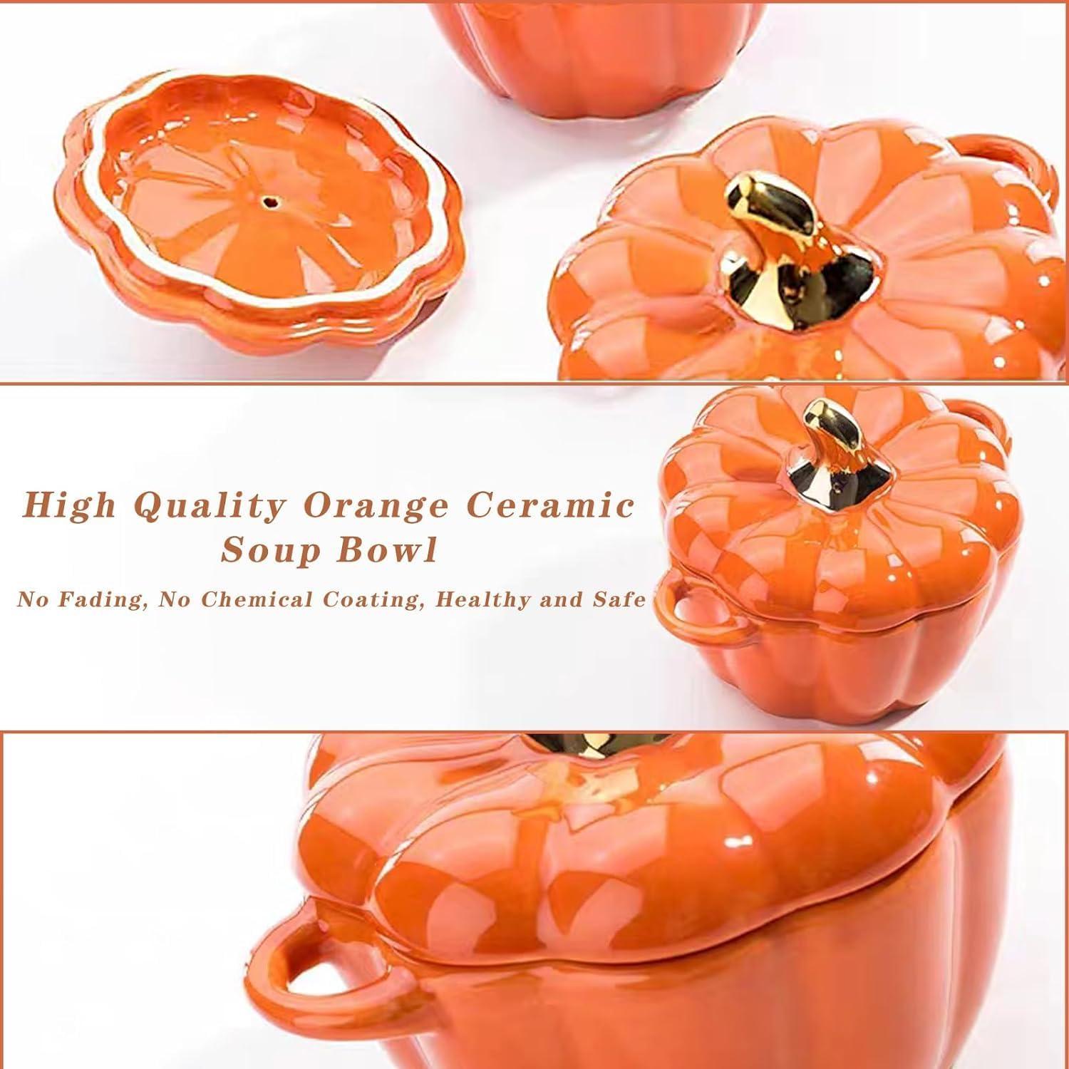 Fall Deals! Pumpkin Bowls,Ceramic Pumpkin Pot,Dutch Oven,Mini Soup Bowls,Halloween Partyware,Thanksgiving Decor,for Kitchen,Dining Room