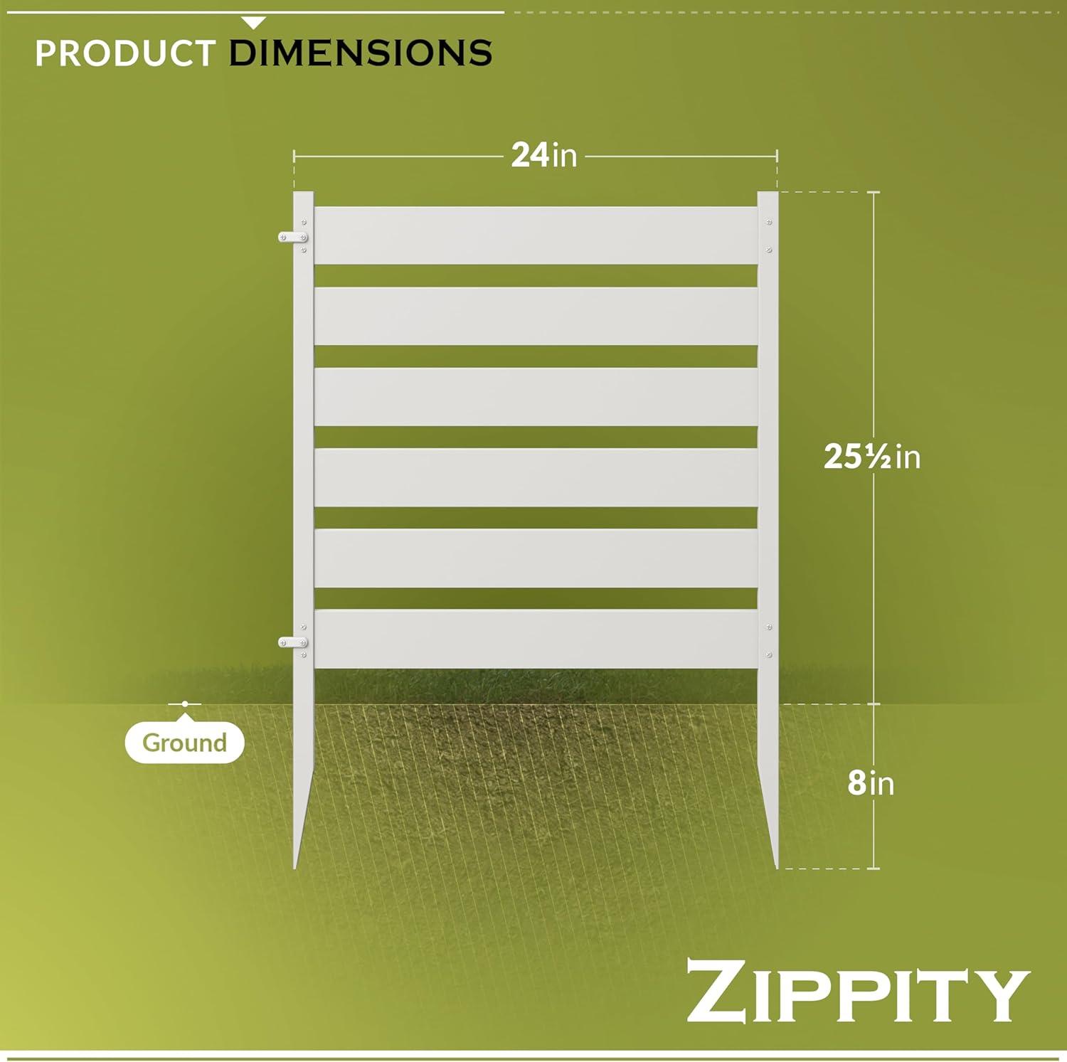 Zippity Outdoor Products 26in H x 24in W (3 Panels) No Dig Zippity Maui Fence Kit, Charcoal Color WoodTek Vinyl Fence Panel, Temporary Outdoor Border for Garden, Easy Install DIY Fence for Backyard, Patio, & Deck, ZP19066