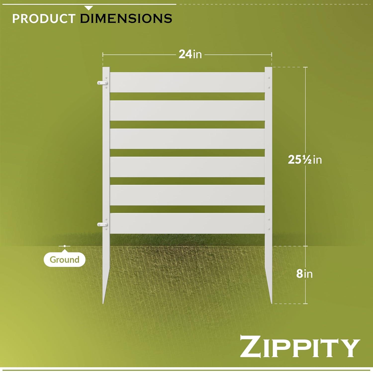 Zippity Outdoor Products 26in H x 24in W (3 Panels) No Dig Zippity Maui Fence Kit, Charcoal Color WoodTek Vinyl Fence Panel, Temporary Outdoor Border for Garden, Easy Install DIY Fence for Backyard, Patio, & Deck, ZP19066