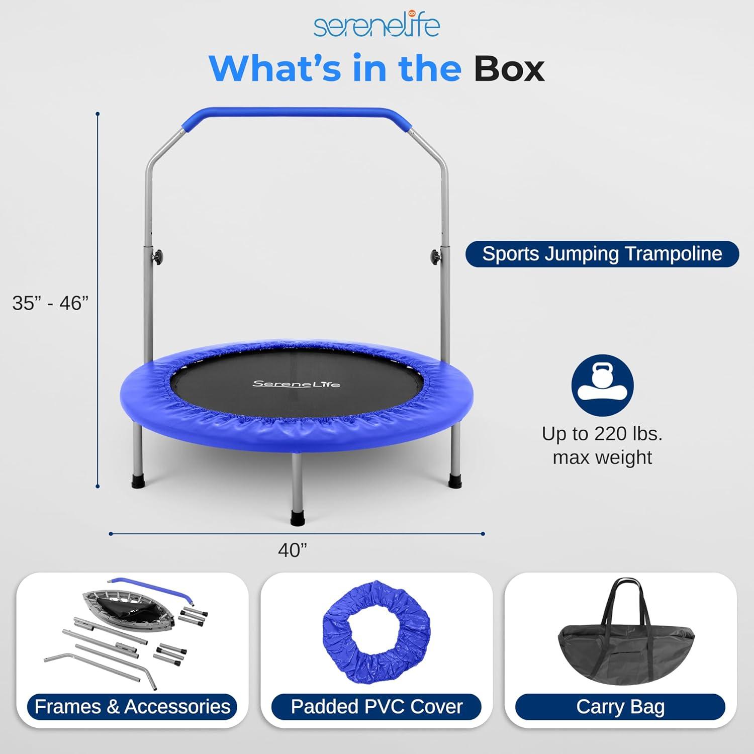 3.8' Foldable Round Fitness Trampoline with Handlebar