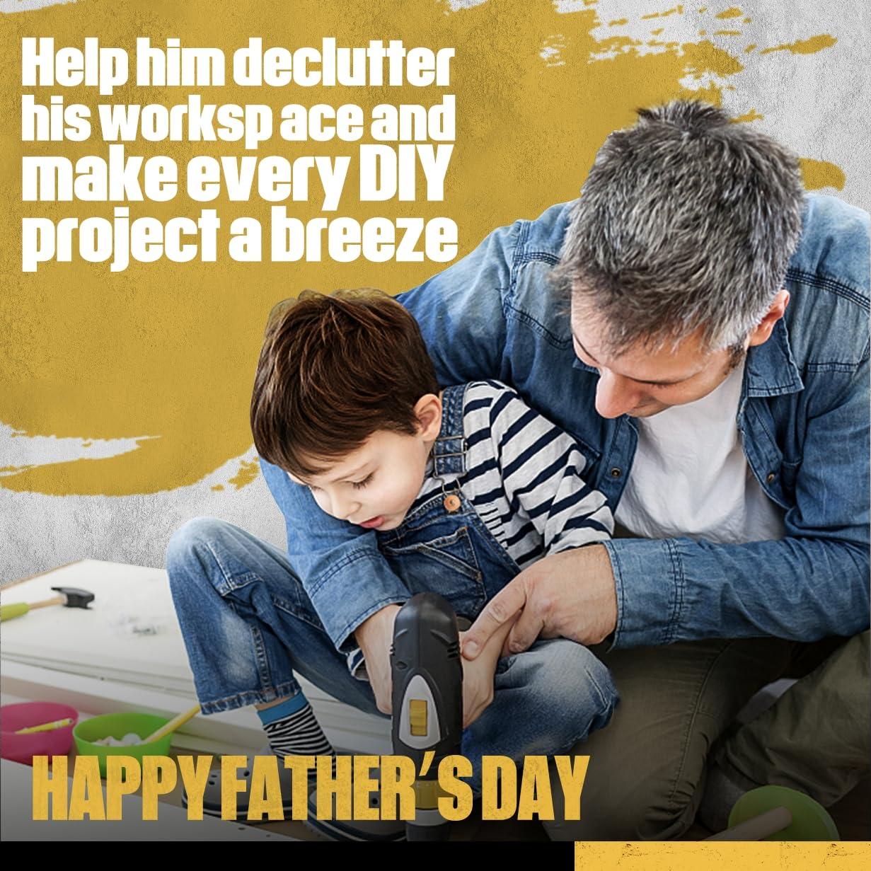 Spampur Power Tool Organizer Wall Mount with Charging Station, Garage Tool Shelf 6 Drill Holders, Tool Battery Holder with Plier holder Heavy Duty Rack, Tool Storage Rack with 4 Outlet Power Strip