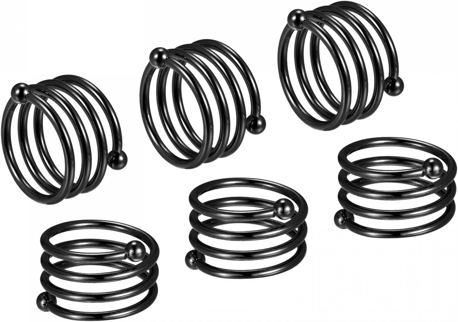 uxcell Metal Napkin Rings Set of 6, Spiral Napkin Ring Holder Buckle for Dining Table Decorations Wedding Birthday Holiday Party, Black