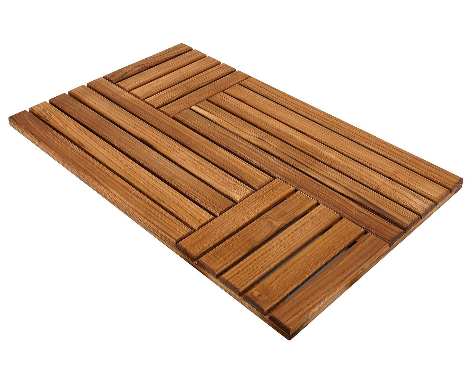 Utoplike Tapete de Baño de Madera de Teca, Tapete de Ducha de Madera Grande de 32 x 20 Pulgadas para Baño, Tapete Resistente para Piso de Madera Antideslizante para Ducha Interior, Spa de Lujo para el Hogar O Al Aire Libre
