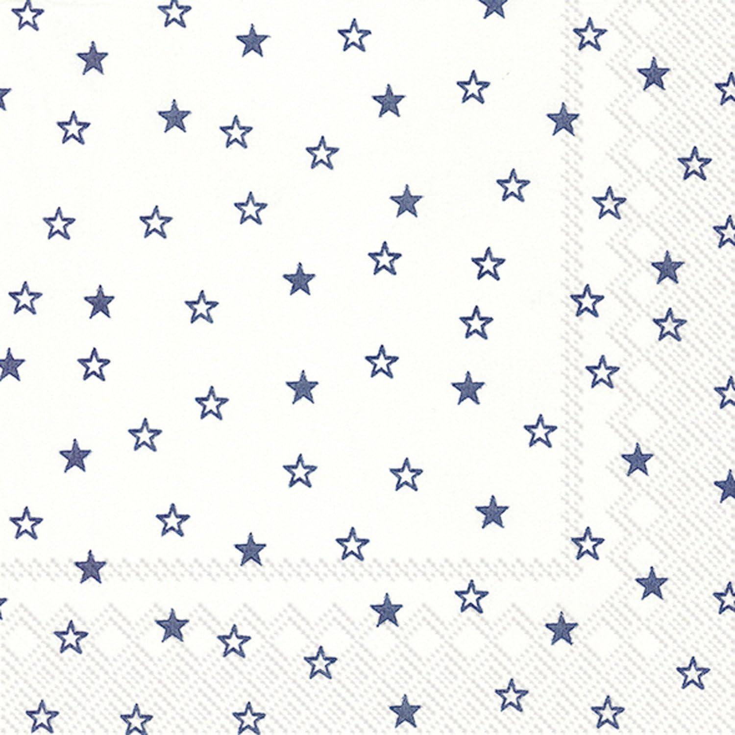 Ideal Home Range 20 Count Little Stars White Blue Paper Cocktail Napkins