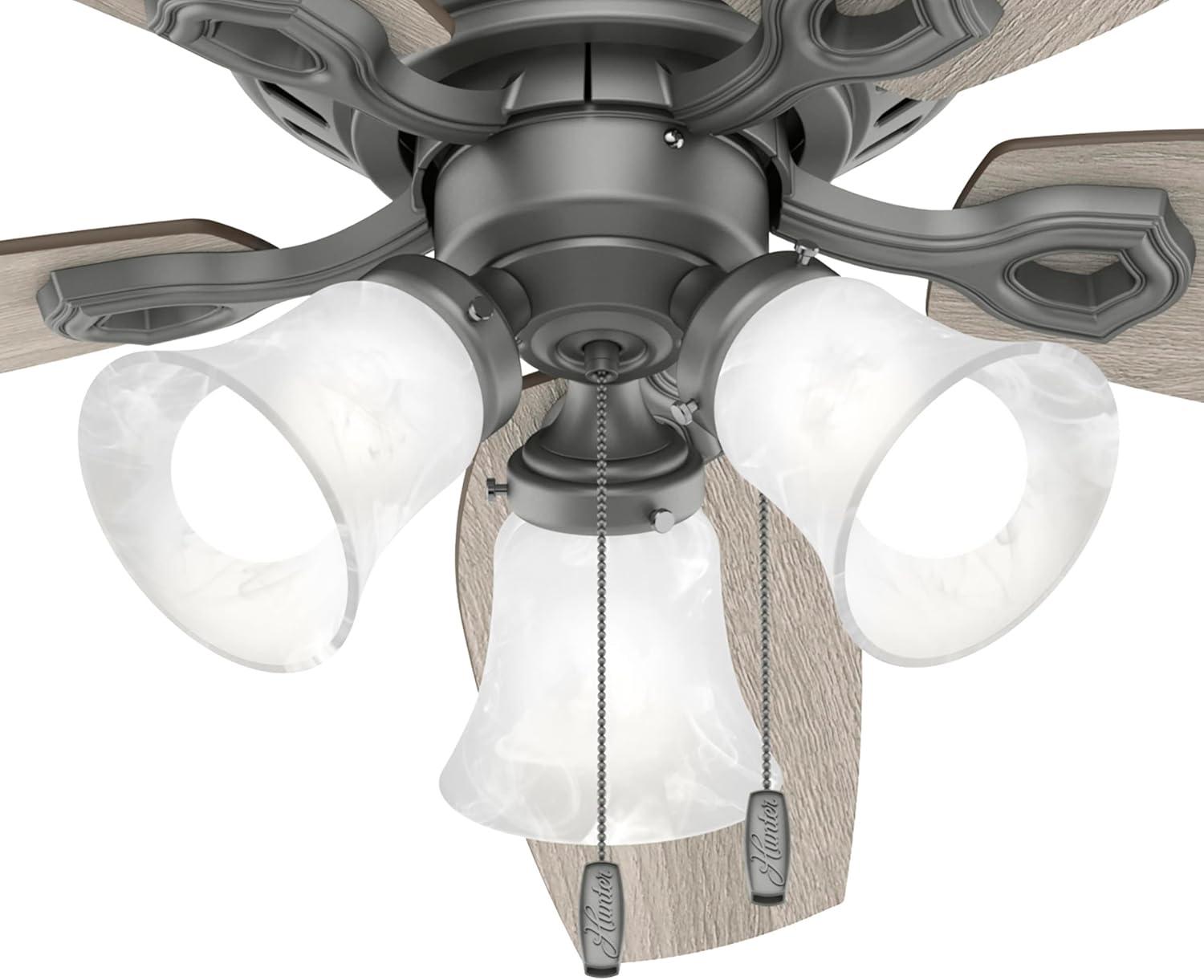 Builder Low Profile 52" 5 - Blade Flush Mount Ceiling Fan with Lights and Pull Chains