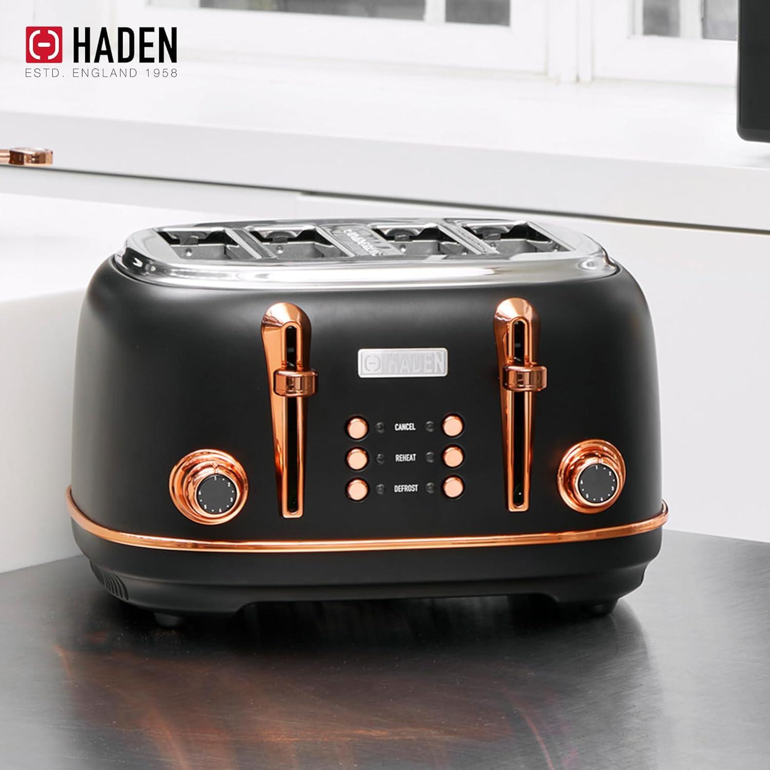 HADEN Heritage Black and Copper 4-Slice Toaster