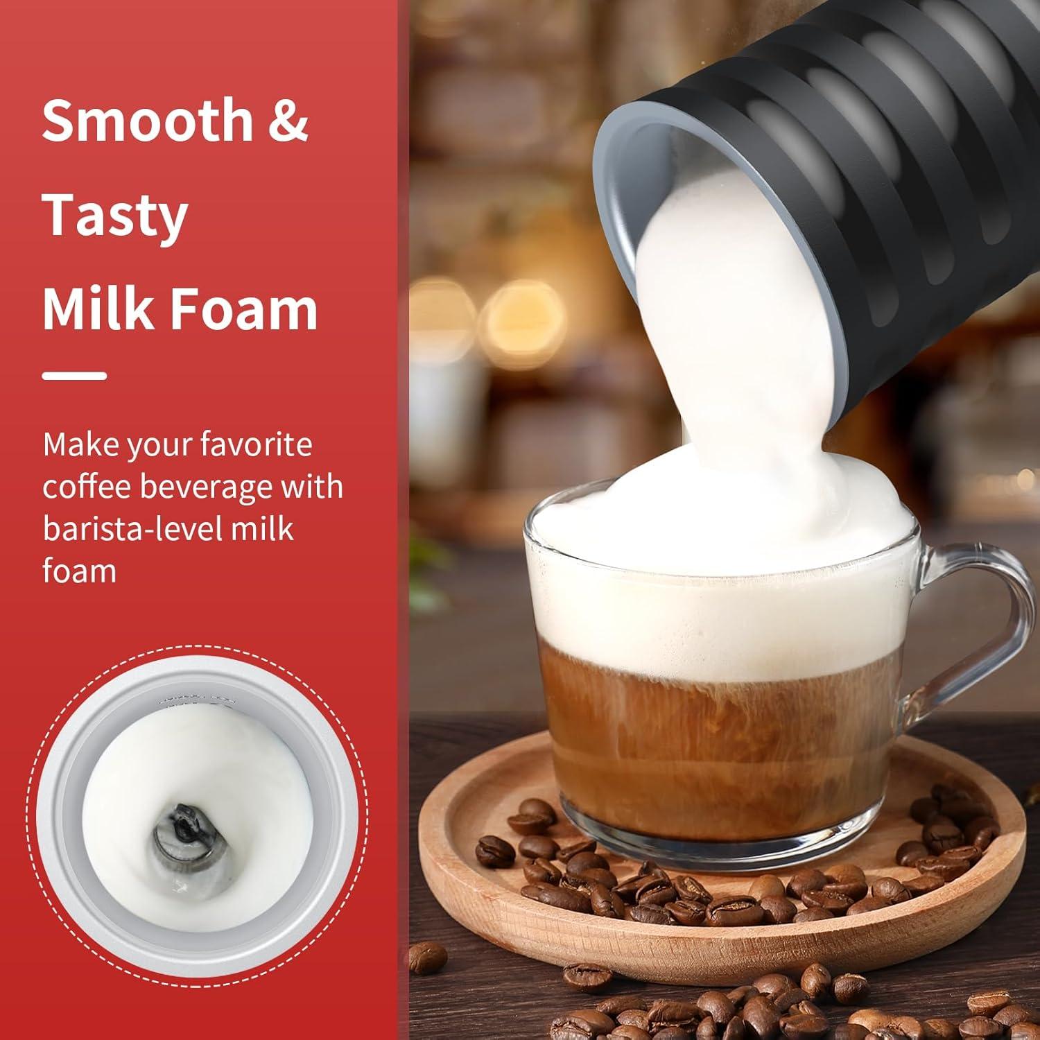 Paris-Rhône Milk Frother, Paris Rhône Milk Frother And Steamer For Hot And Cold Foam, 4-in-1 Electric Milk Frother For Coffee, Quiet Milk Steamer With Auto Shut Off, Milk Warmer For Latte, Cappuccino, Macchiato