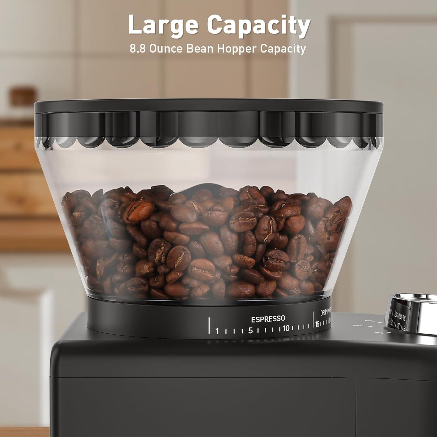 Secura Black Conical Burr Coffee Grinder with 35 Settings