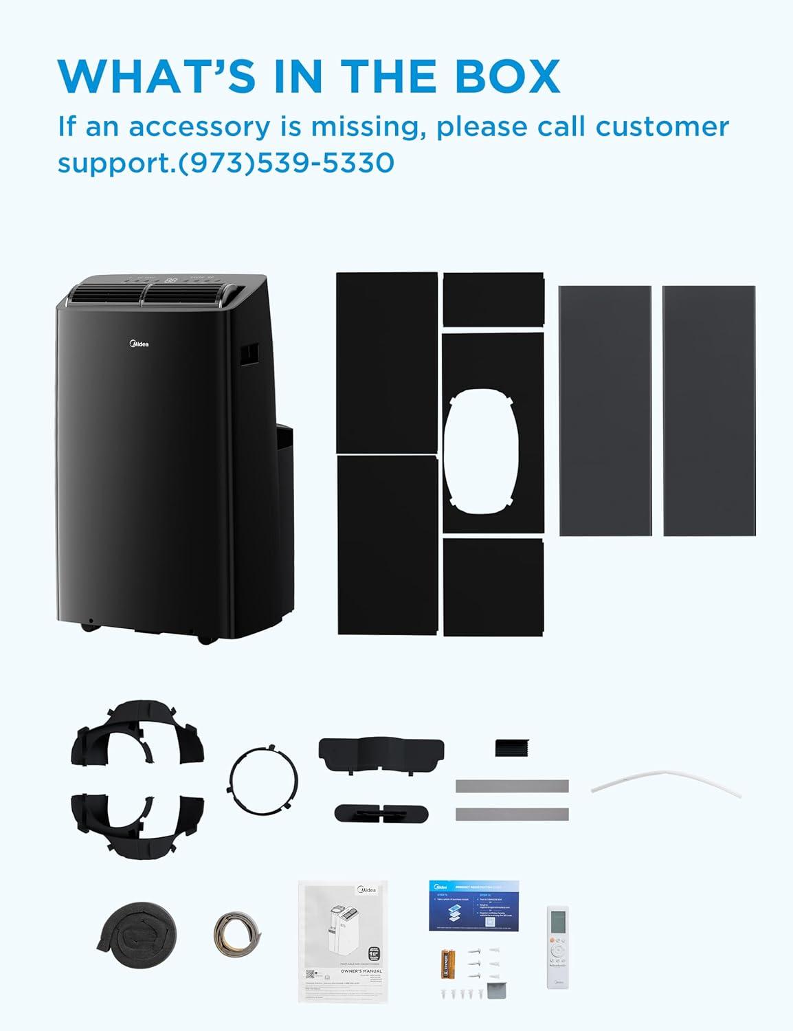 Midea DUO 10,000 BTU SACC Smart Inverter Portable Air Conditioner, Grey