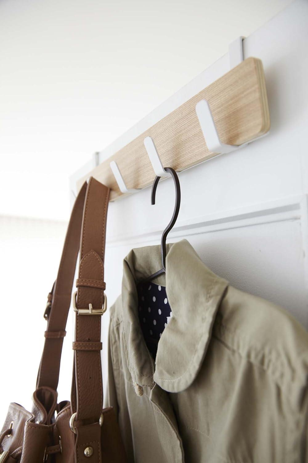 Yamazaki Home Ply Over The Door Hooks - Hanging Coat Rack, Wood, Over-the-Door