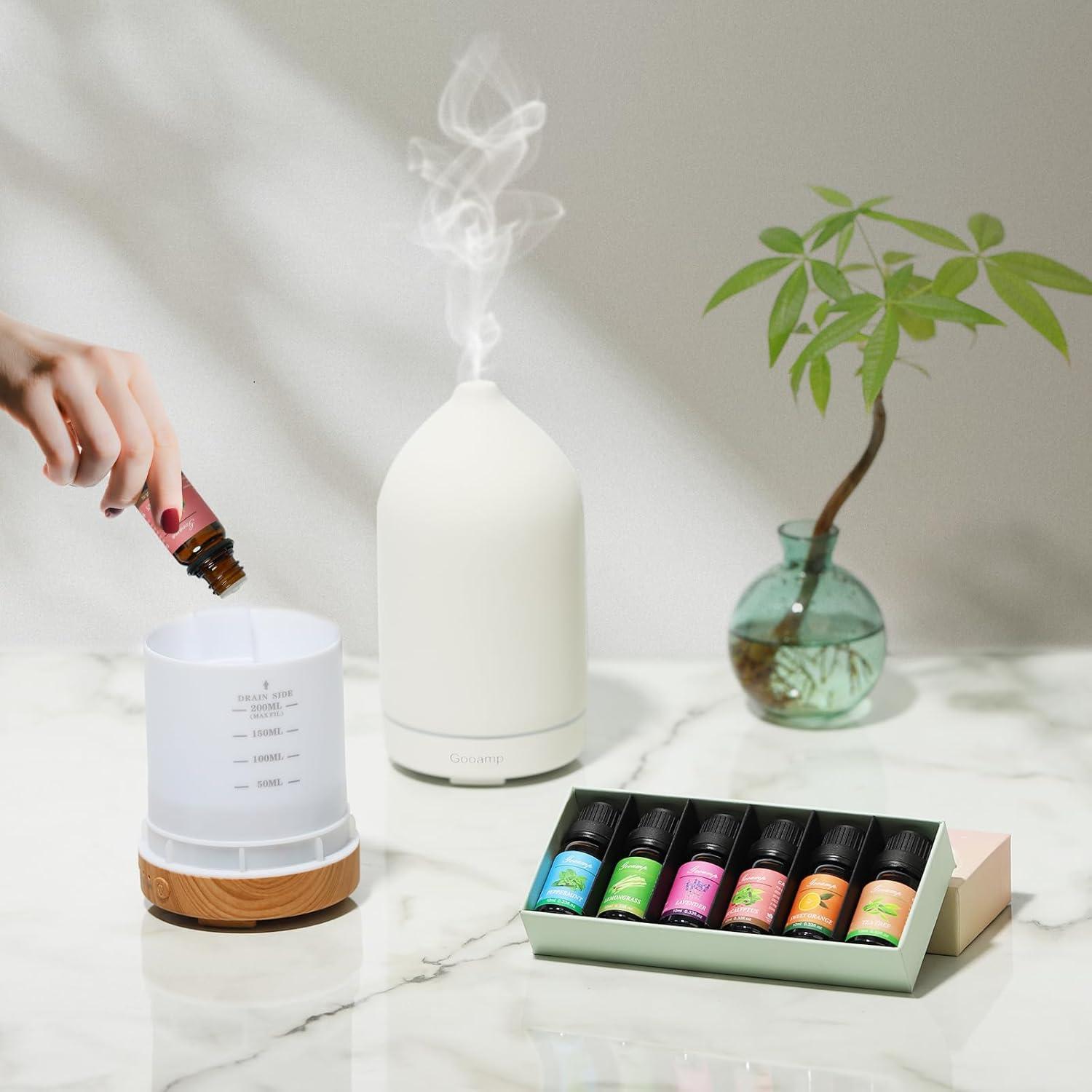 Essential Oils Set - Top 6 Blends for Diffusers, Home Care, Candle Making Scents, Fragrance, Aromatherapy, Humidifiers, Gifts - Peppermint, Tea Tree, Lavender, Eucalyptus, Lemongrass, Orange (10mL)