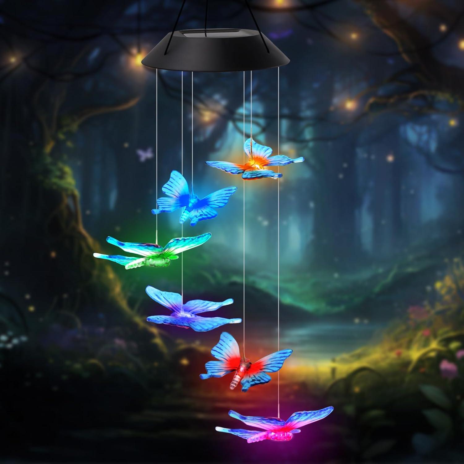 Color-Changing Butterfly Solar LED Wind Chimes