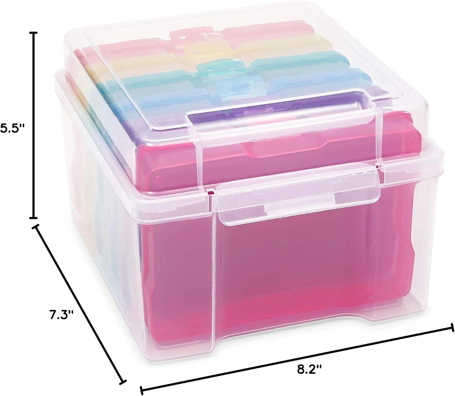 Paper Junkie 4 x 6 Inch Photo Storage Box with 6 Inner Cases, Plastic Box for Stickers, Crafts, Seeds, Craft Organizers and Storage (7 Pieces)
