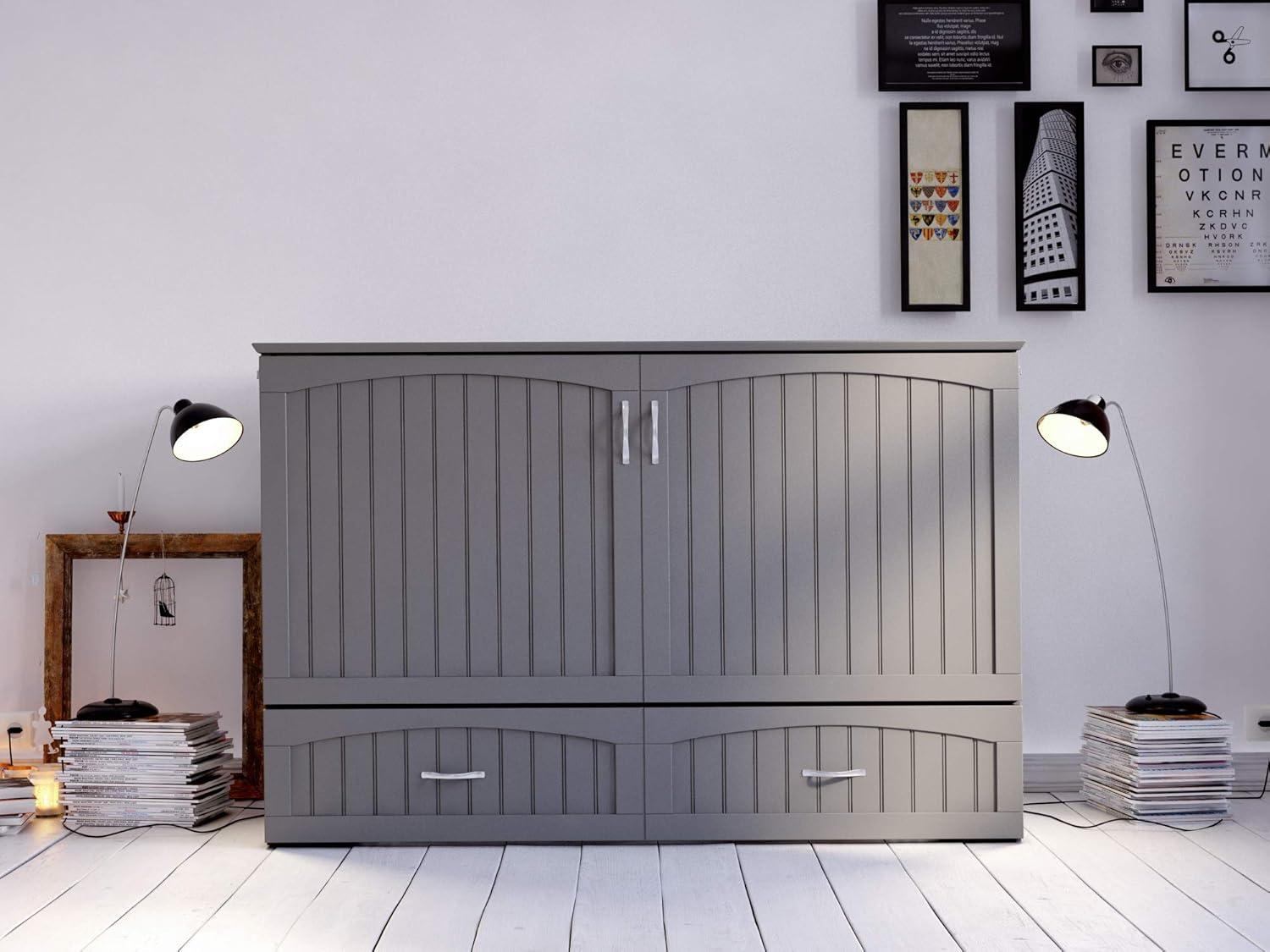 Southampton Murphy Bed Chest Queen Grey with Charging Station
