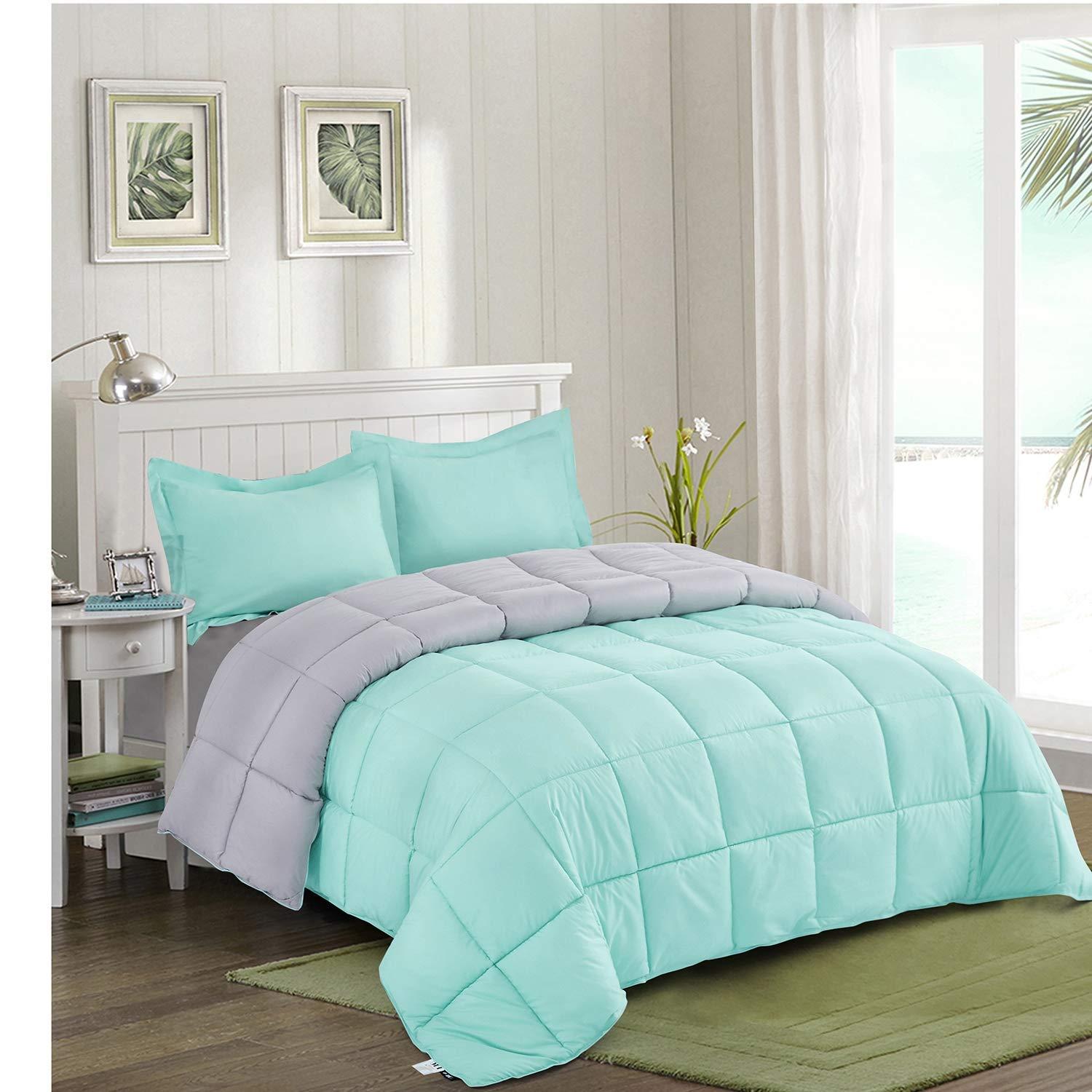 Homechoice International Group 3pc Comforter Set - All Season Reversible Down Alternative Comforter with Two Shams - Quilted Duvet Insert with Corner Tabs - Box Stitched Blanket - Breathable, Soft, Fluffy