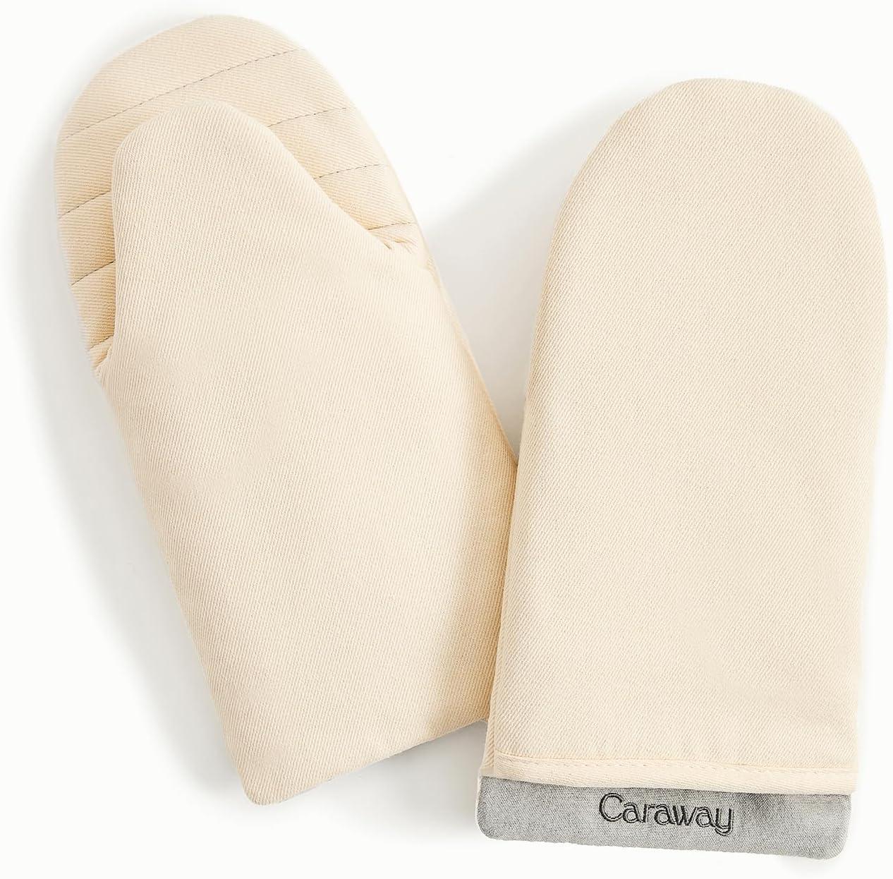 Cream Organic Cotton Double-Layer Oven Mitts Set